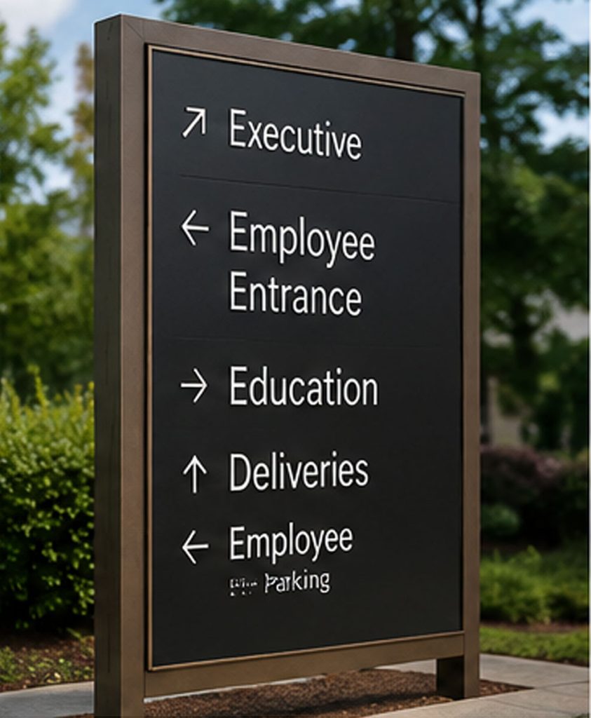 architectural wayfinding signage directional sign system