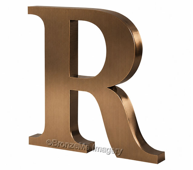flat cut cast bronze letter