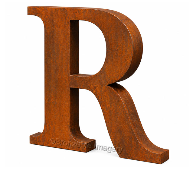 flat cut cast cor ten letter
