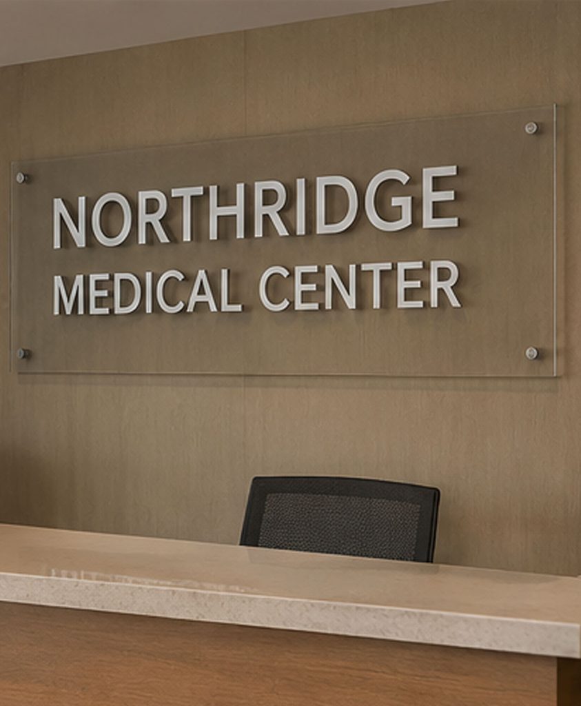 interior lobby sign dimensional letters medical office
